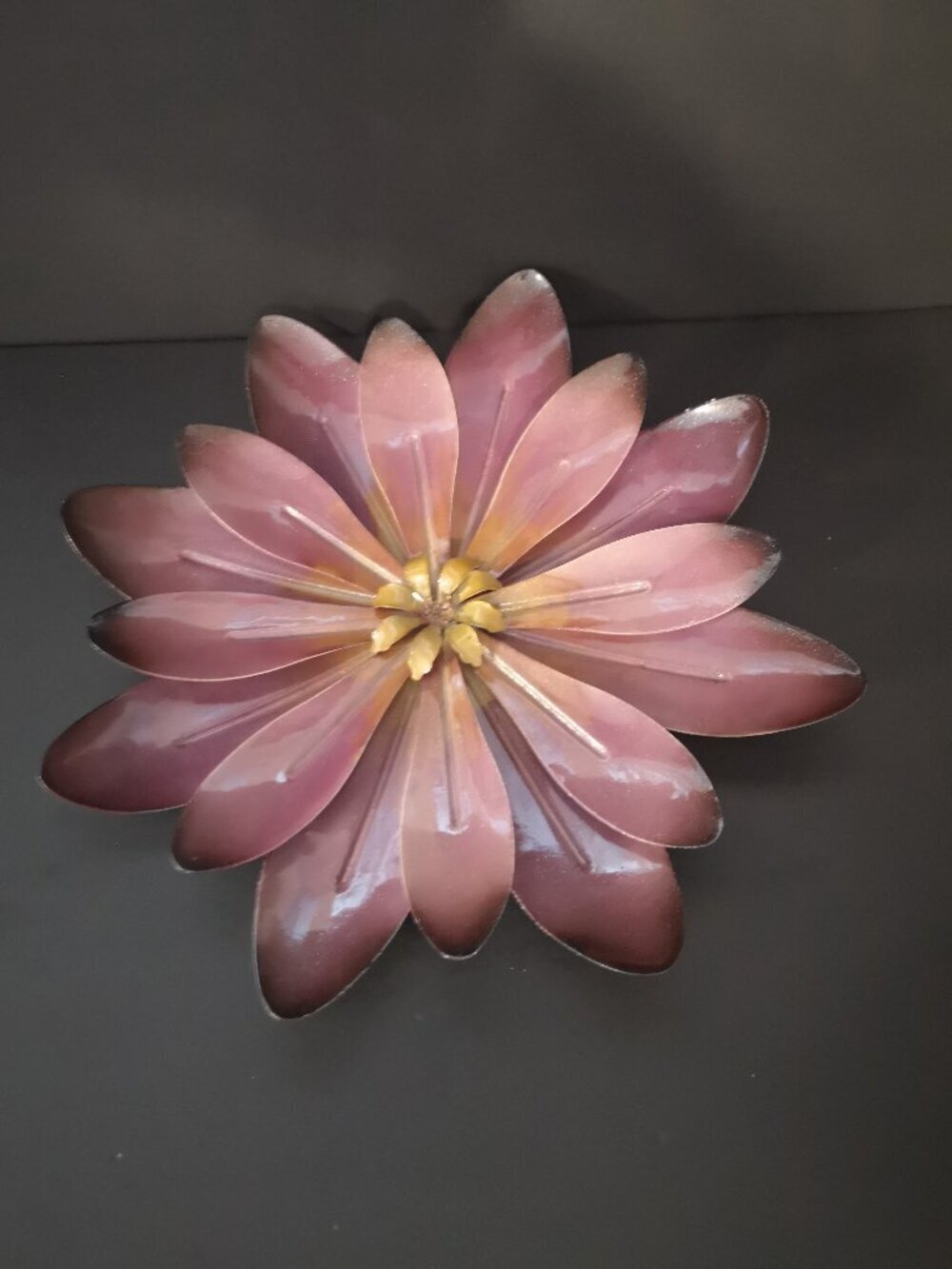 Bouclair 3D Floral Metal Wall Hanging Decor Purple & Tan 13.5" Wide